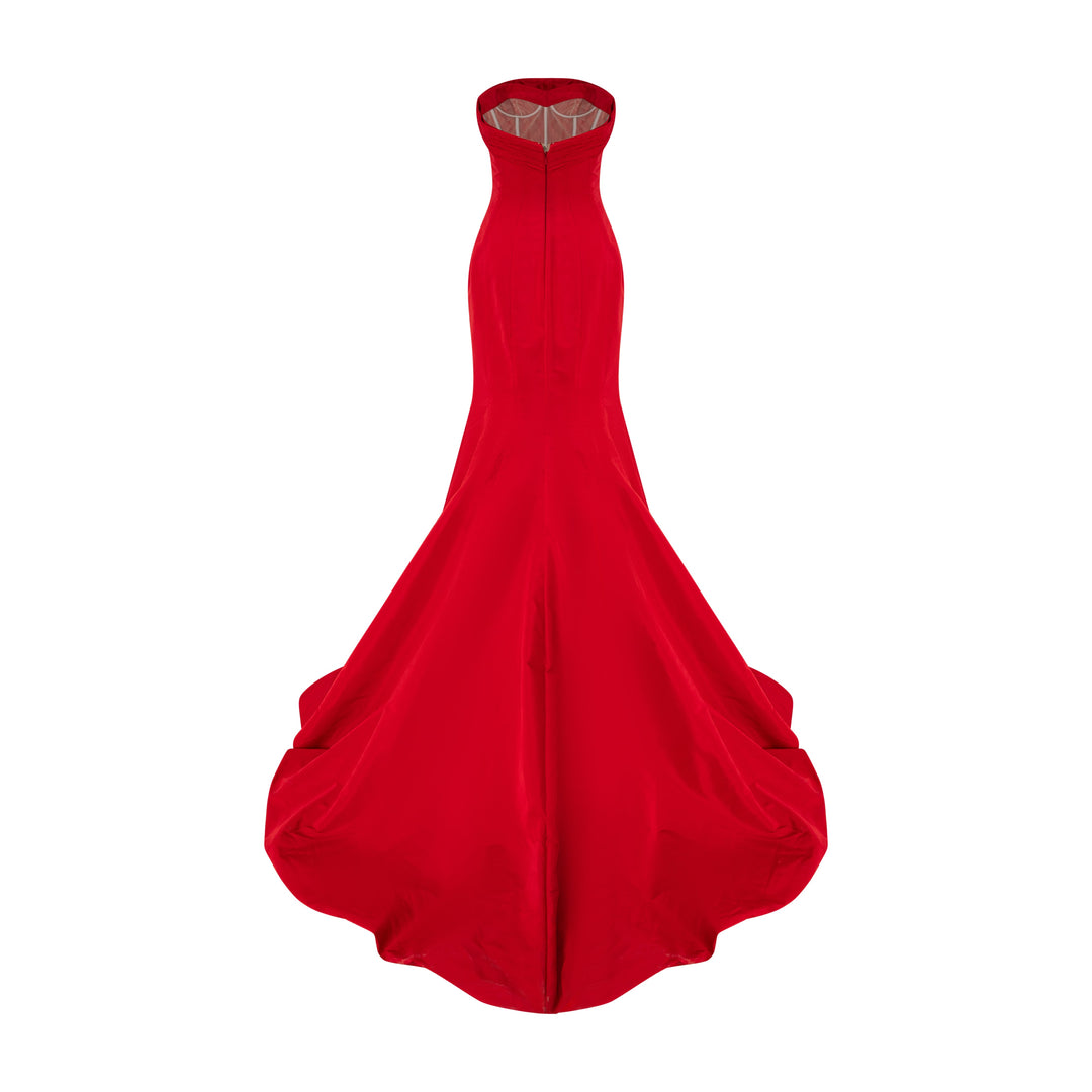 Strapless Taffeta Fish-Cut Dress