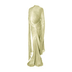 Load image into Gallery viewer, Strapless hand-pleated Satin-like draped dress with slit and cape
