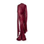 Load image into Gallery viewer, Strapless hand-pleated Satin-like draped dress with slit and cape
