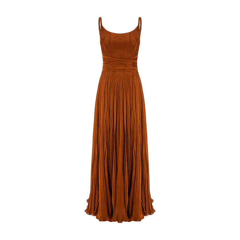 Pleated Chiffon Silk Dress