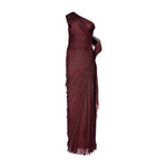 Load image into Gallery viewer, Hand-pleated two tone draped chiffon gown with cape
