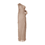 Load image into Gallery viewer, Hand-pleated two tone draped chiffon gown with cape
