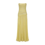 Load image into Gallery viewer, STRAPLESS PLEATED CHIFFON GEORGETE DRESS WITH PLEATED CAPE
