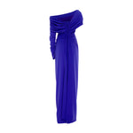 Load image into Gallery viewer, Assymetrical dropped shoulder draped crepe gown
