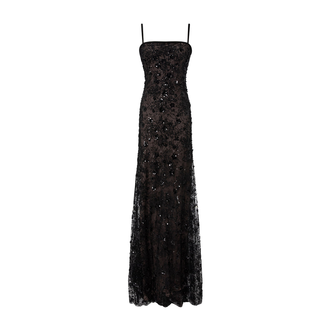 Straight Cut Embroidered Lace Dress