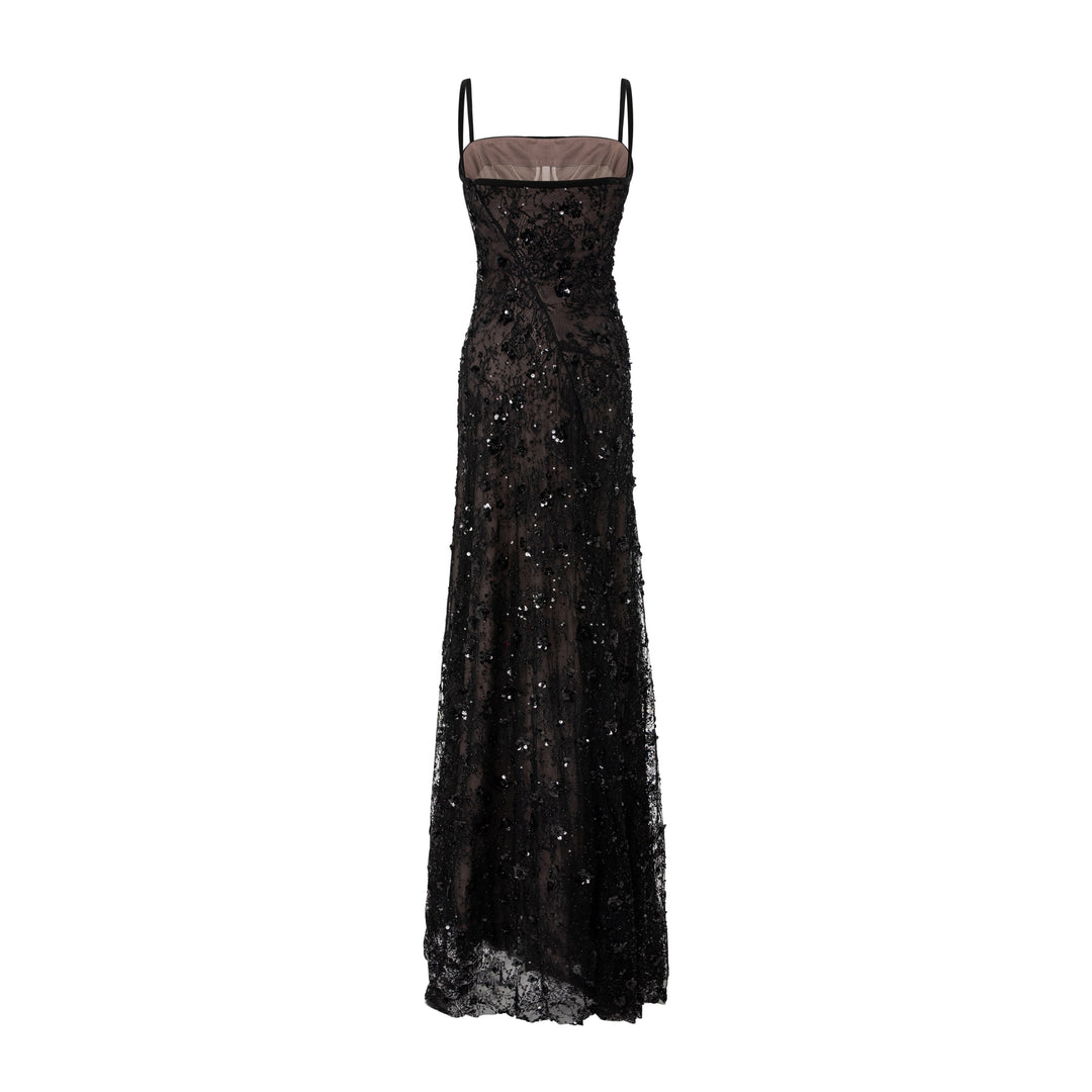 Straight Cut Embroidered Lace Dress