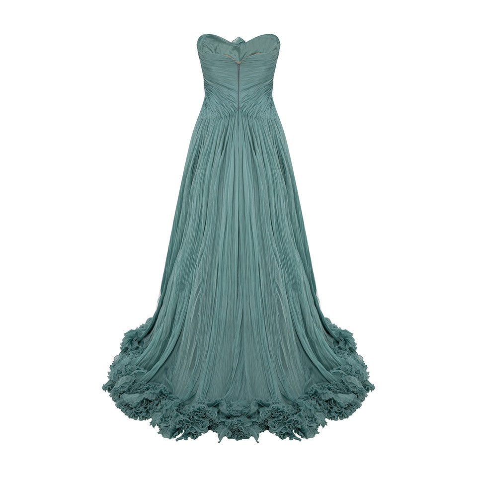 STRAPLESS SILK CHIFFON WITH EMBROIDERED DETAIL BUST