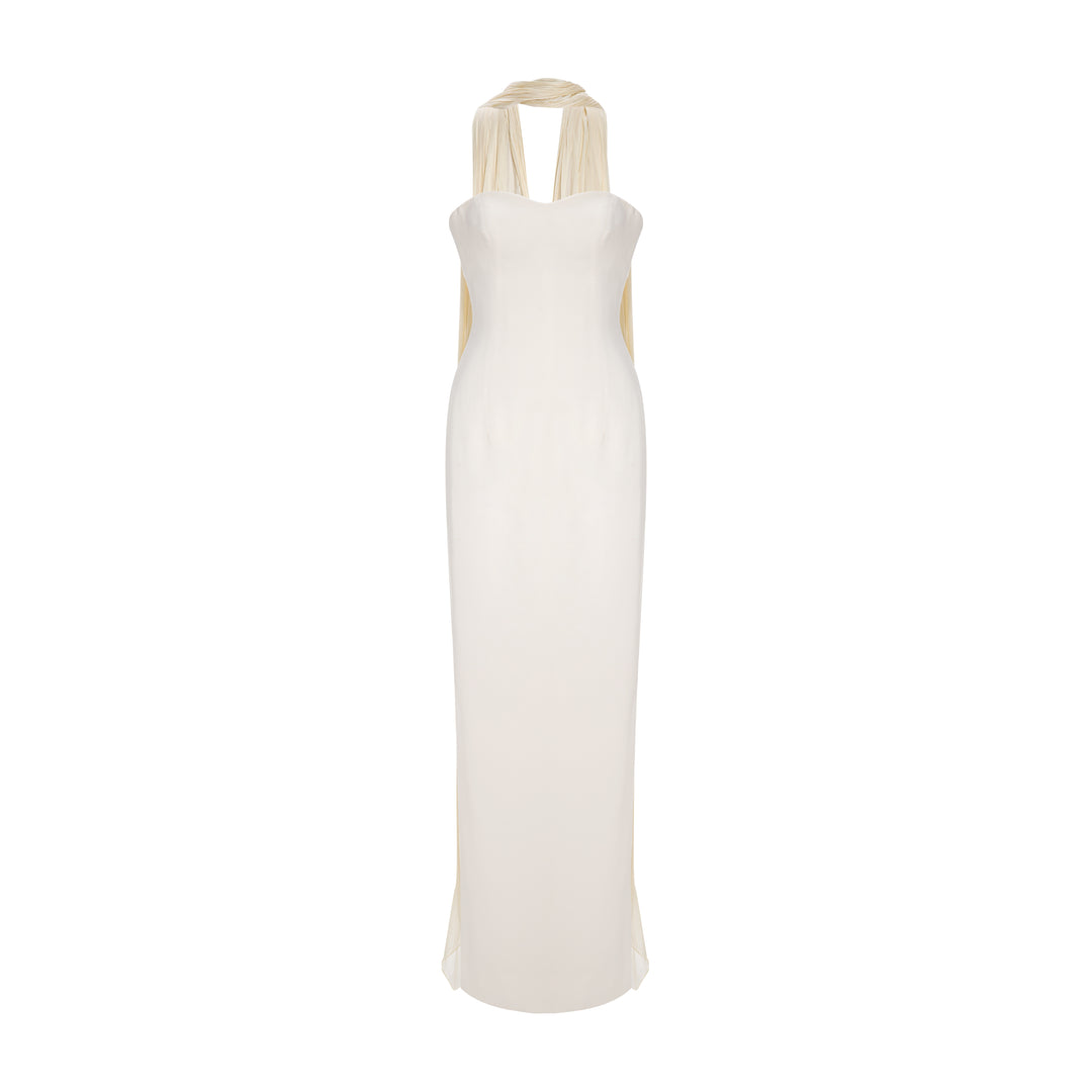 Chiffon Scarf Crepe Maxi Dress MARMAR HALIM FASHION DESIGN LLC Chiffon Scarf Crepe Maxi Dress MARMAR HALIM FASHION DESIGN LLC
