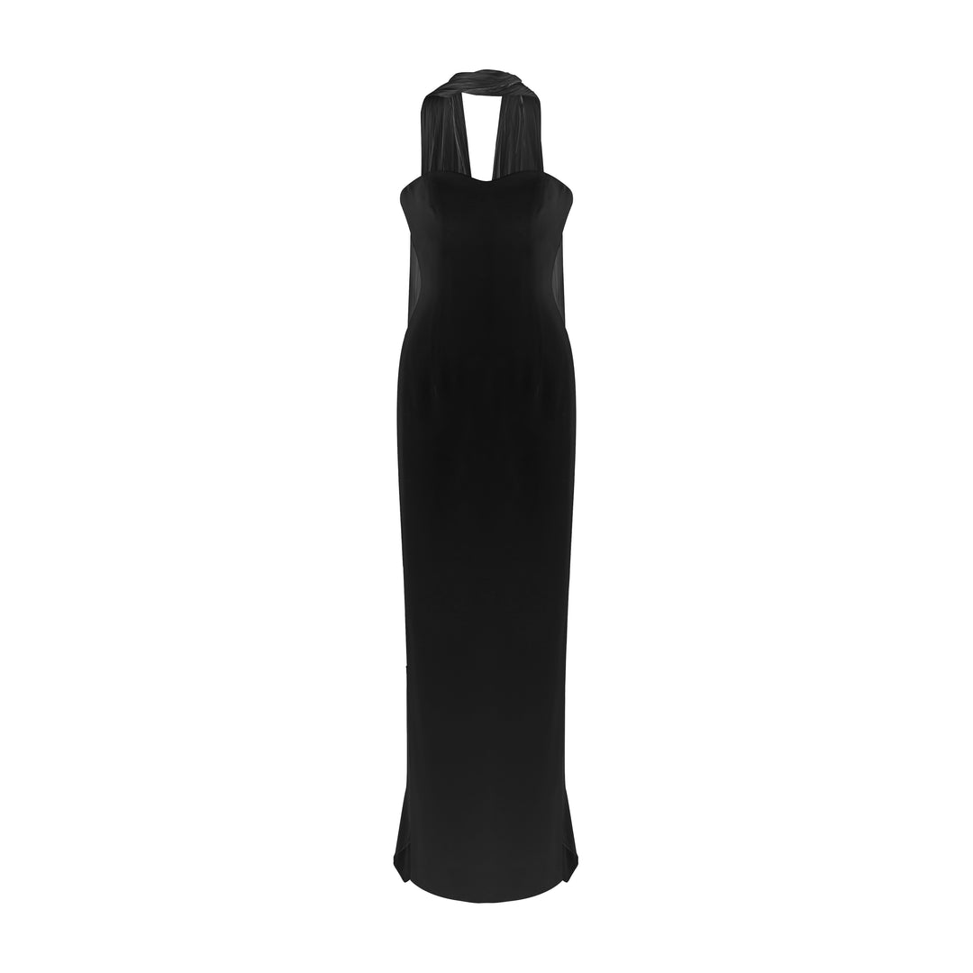 Chiffon Scarf Crepe Maxi Dress MARMAR HALIM FASHION DESIGN LLC Chiffon Scarf Crepe Maxi Dress MARMAR HALIM FASHION DESIGN LLC