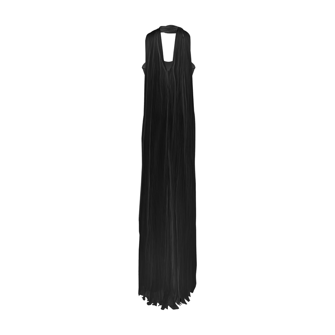 Chiffon Scarf Crepe Maxi Dress