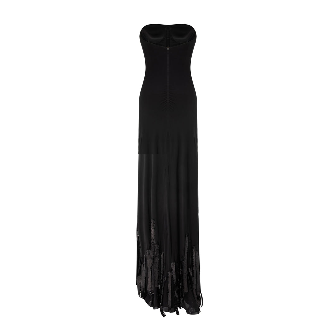 Strapless Chiffon Dress With Embroidered Sequins