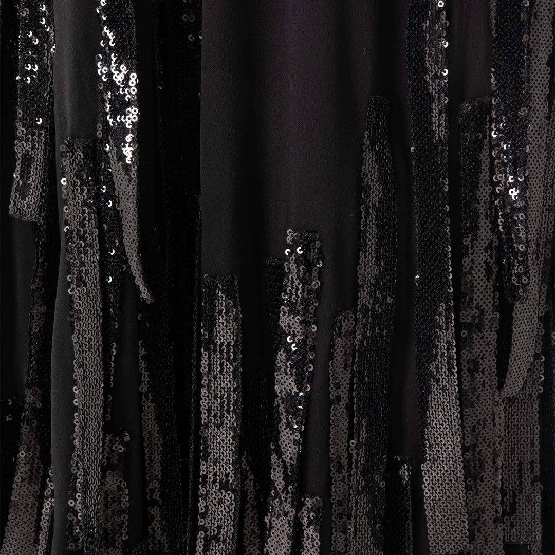 Strapless Chiffon Dress With Embroidered Sequins