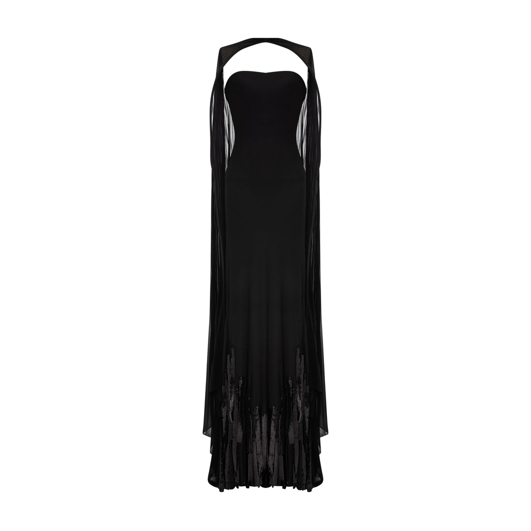 Pleated Chiffon Cape