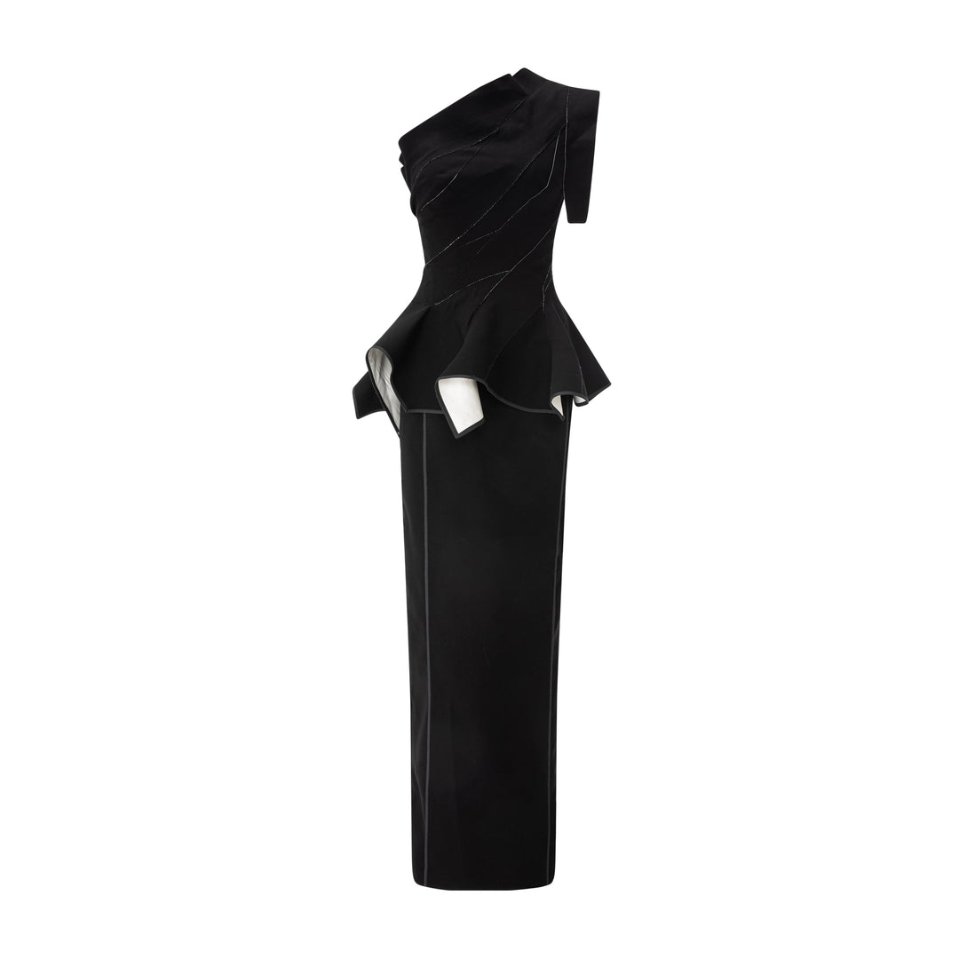 One Shoulder Crepe Dress