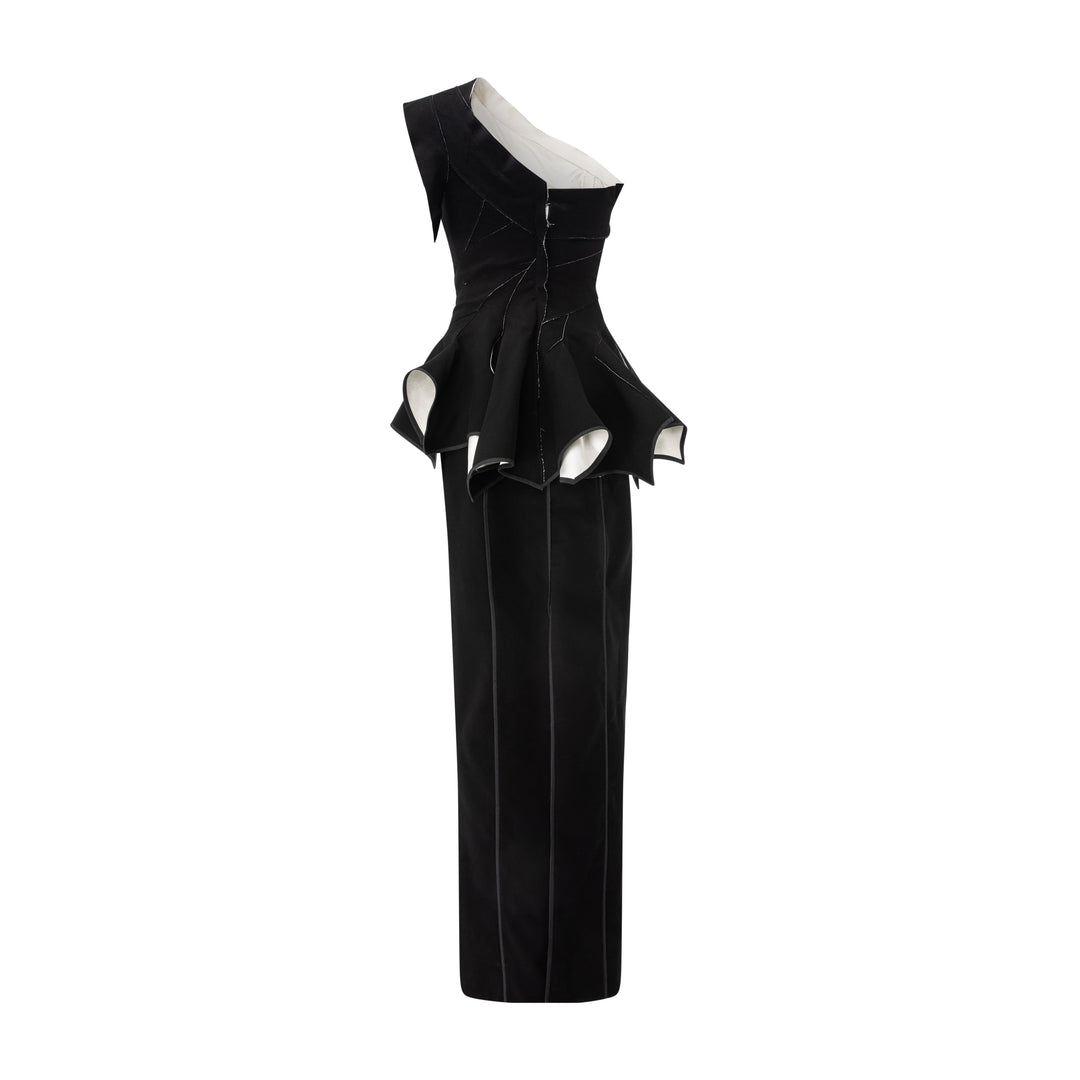 One Shoulder Crepe Dress