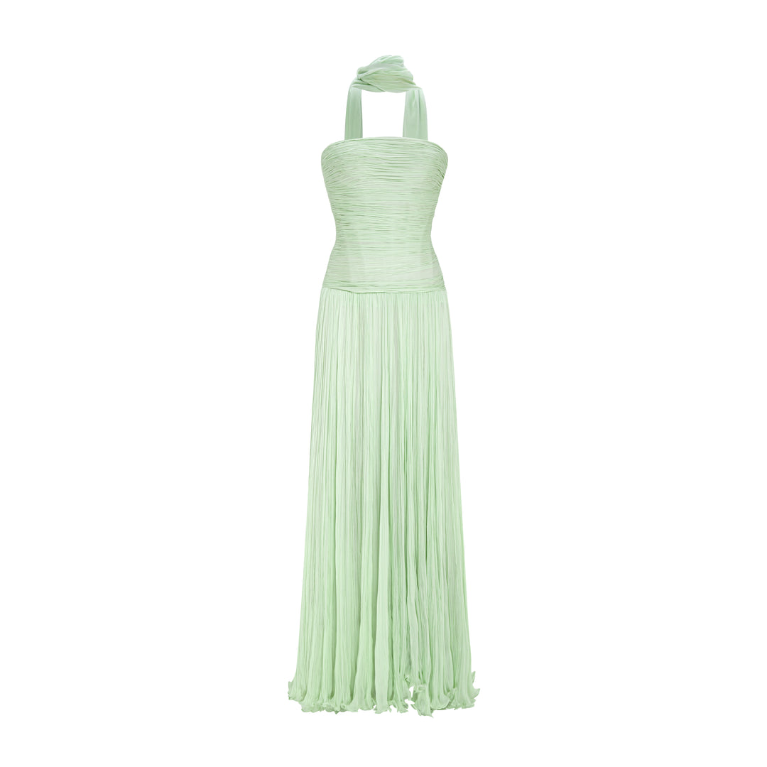 Hand Pleated Silk Georgette Gown Pink / 34 / silky Georgette chiffon Hand Pleated Silk Georgette Gown Pink / 34 / silky Georgette chiffon