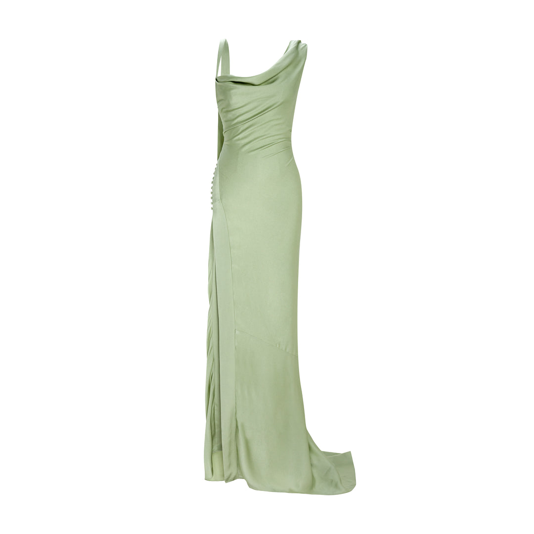 Button Detailed Slip Silk Gown MARMAR HALIM FASHION DESIGN LLC Button Detailed Slip Silk Gown MARMAR HALIM FASHION DESIGN LLC