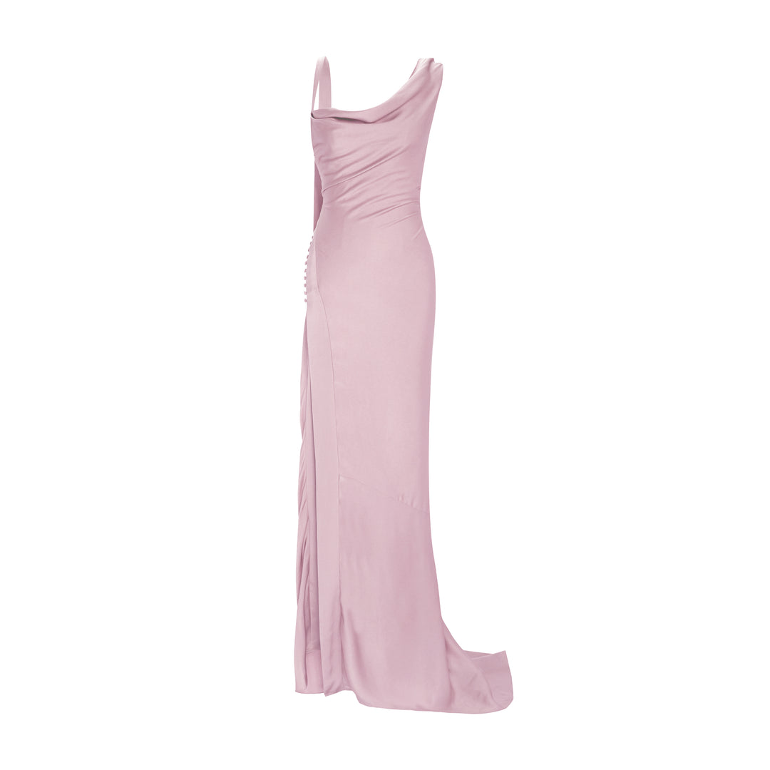 Button Detailed Slip Silk Gown