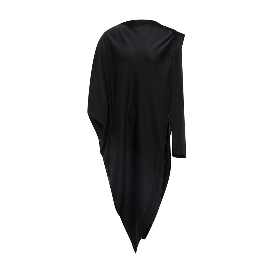 SILK SATIN ASYMMETRICAL TOP WITH ONE SHOULDER PAD