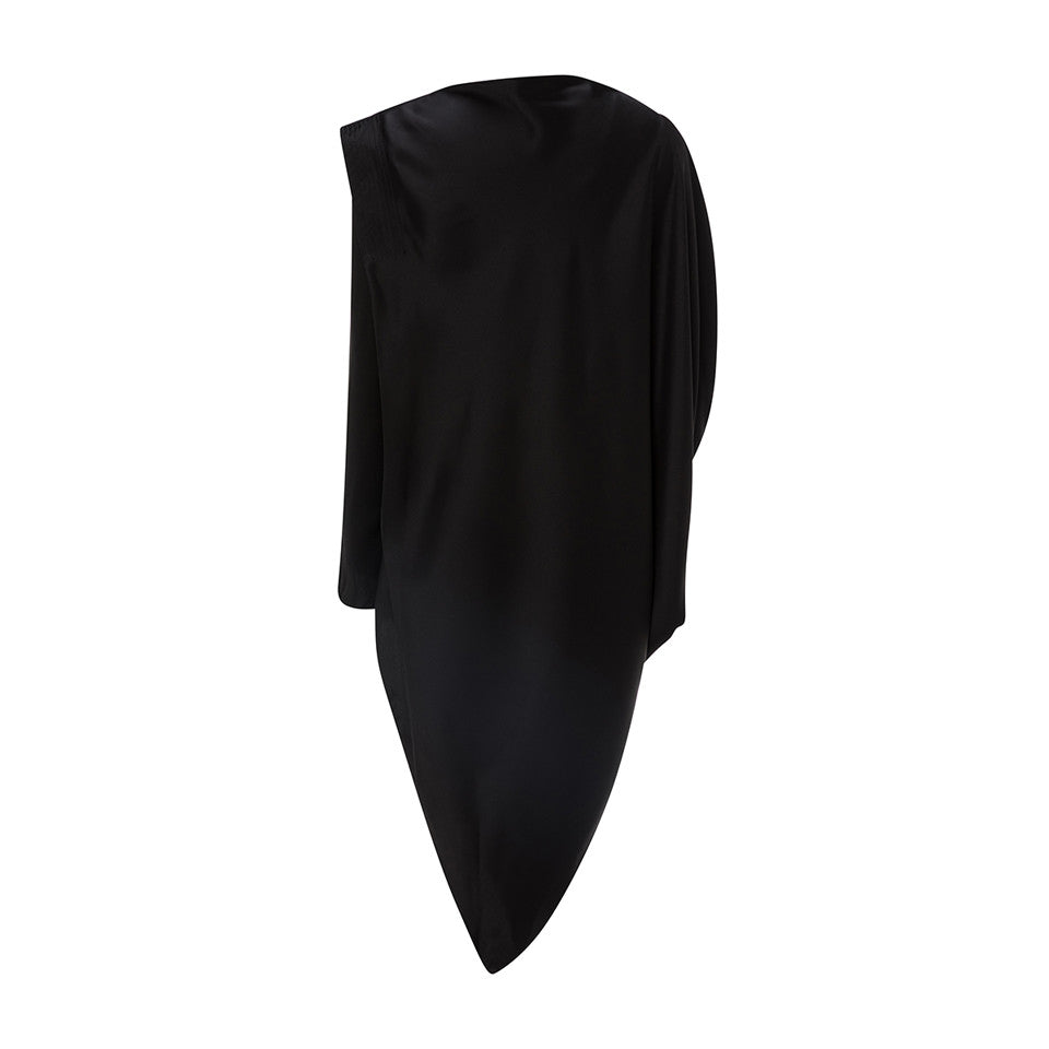 SILK SATIN ASYMMETRICAL TOP WITH ONE SHOULDER PAD