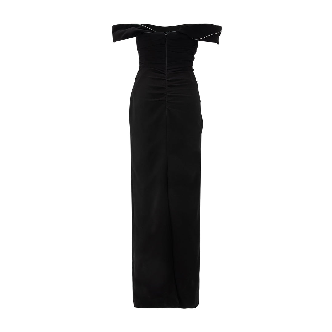 Off-Shoulder Draped Crepe Dress