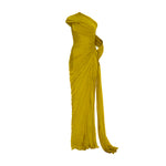 Load image into Gallery viewer, Hand-pleated two tone draped chiffon gown with cape
