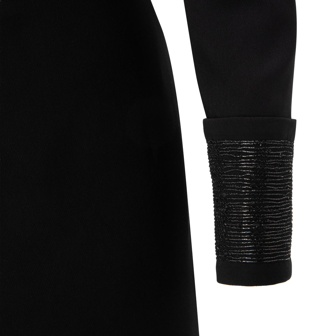 Straight Cut Crepe Dress With Embroidery