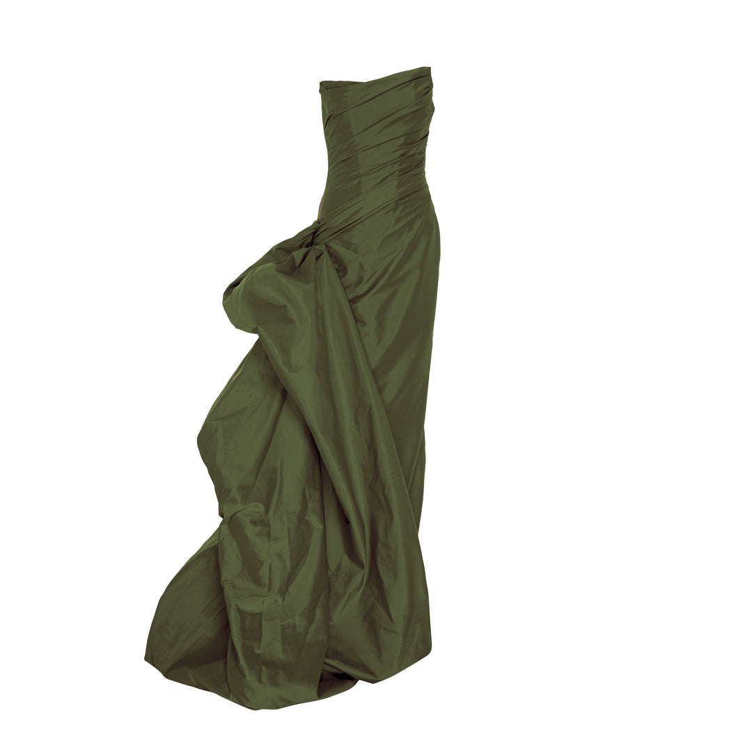 Strapless draped taffeta gown with side tail Purple / 38 Strapless draped taffeta gown with side tail Purple / 38