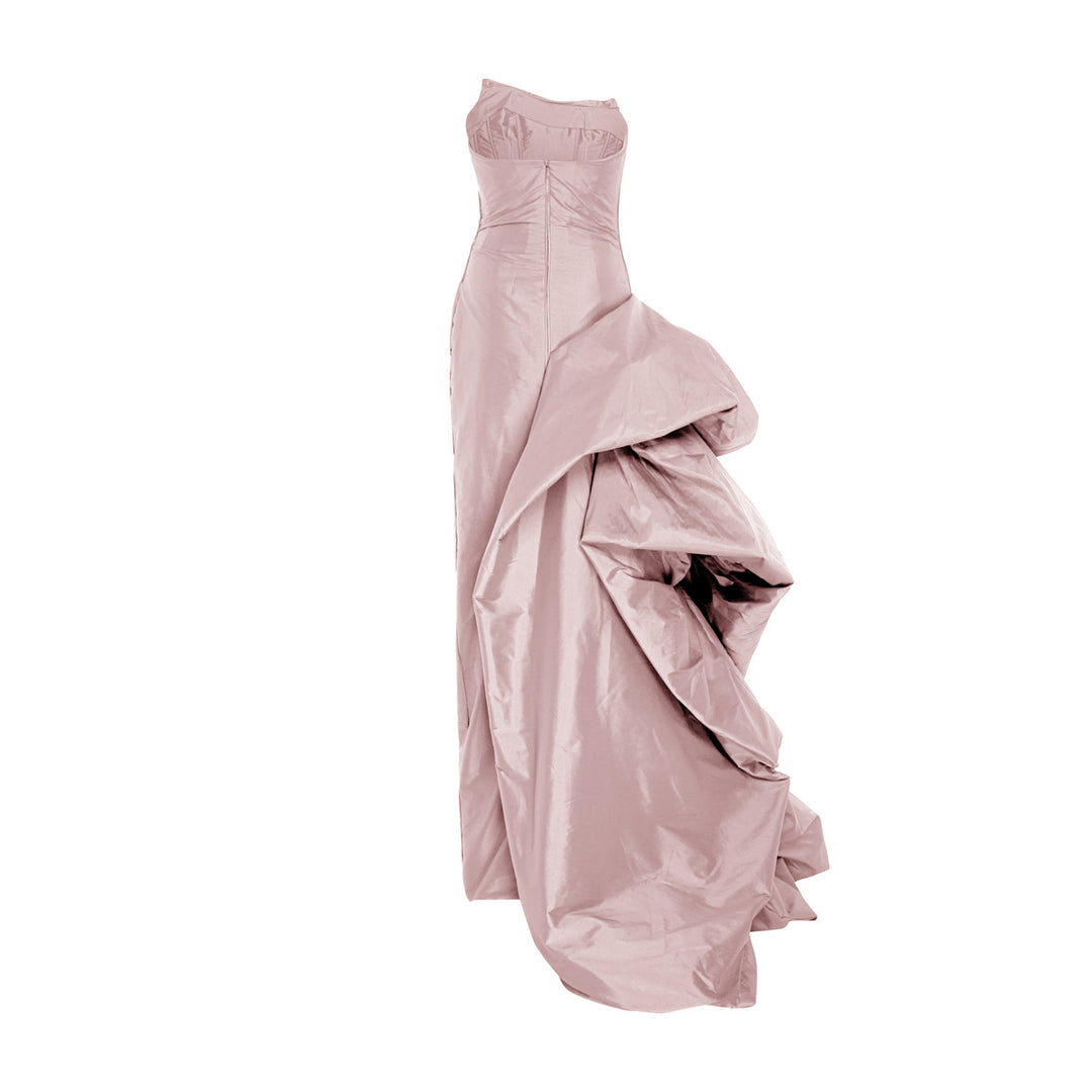 Strapless draped taffeta gown with side tail Purple / 38 Strapless draped taffeta gown with side tail Purple / 38