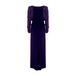 Load image into Gallery viewer, Long crepe dress with hand pleated Satin-like sleeves with button detail
