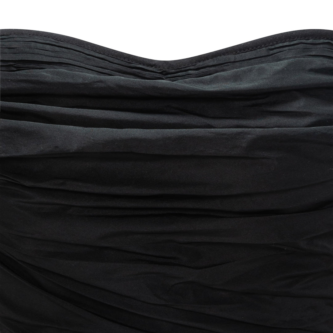 Off-Shoulder Draped Taffeta Dress With Detachable Over Skirt