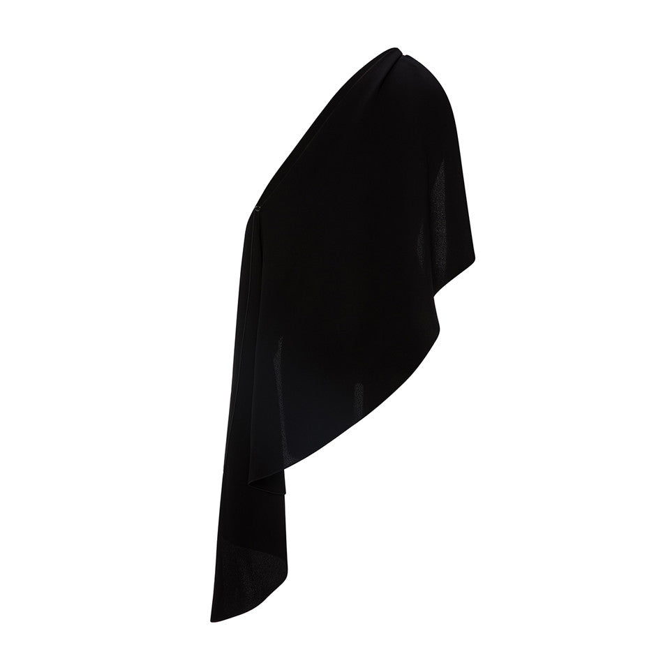 CREPE CAPE WITH EMBROIDERED BROCHE