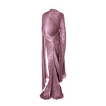 Load image into Gallery viewer, Strapless hand-pleated Satin-like draped dress with slit and cape
