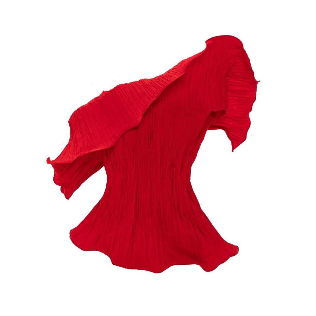 Off-Shoulder Taffeta Pleated With Wiring Outline Top