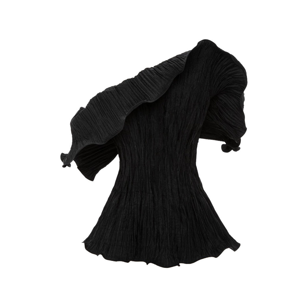 Off-Shoulder Taffeta Pleated With Wiring Outline Top